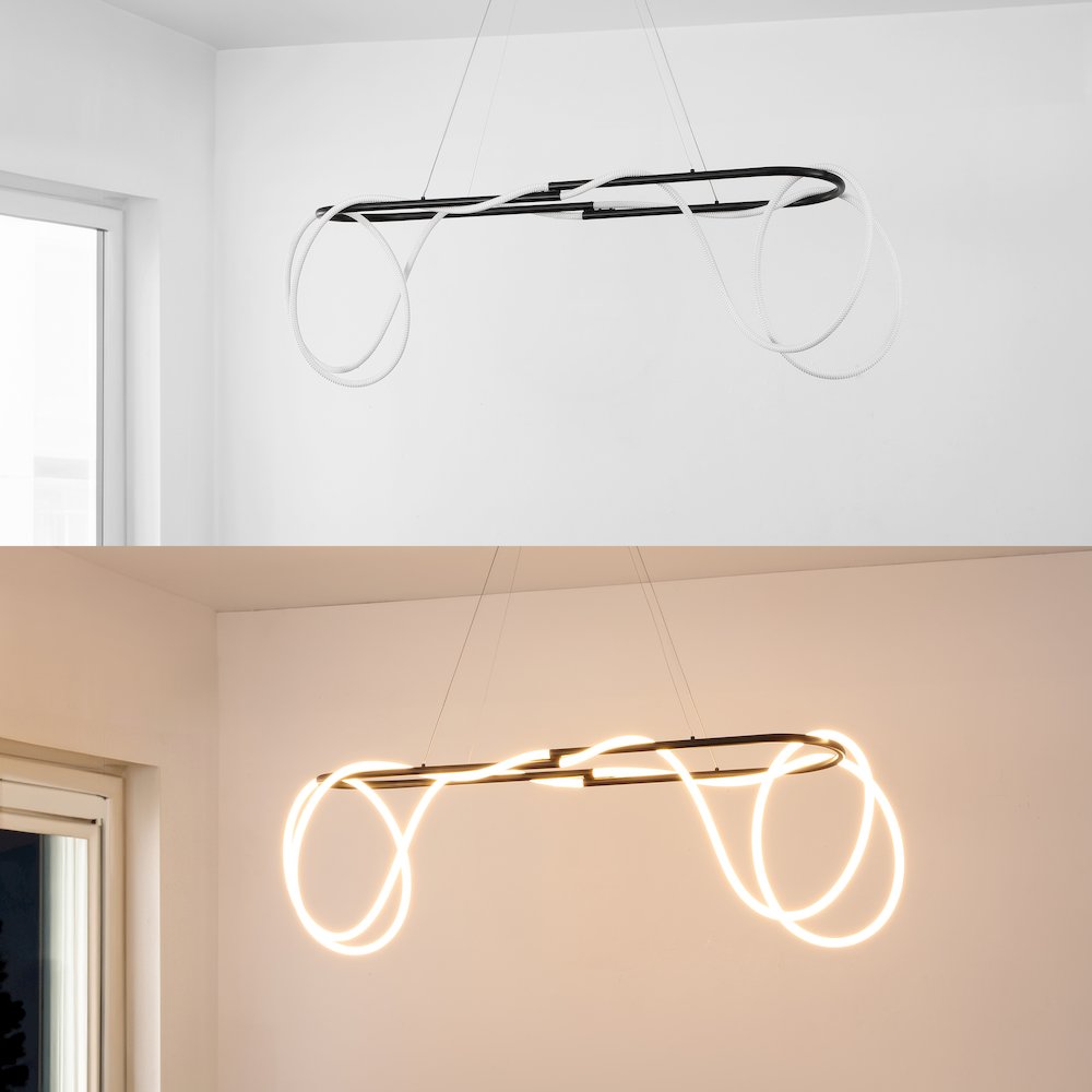 Contemporary Adjustable Silicone Rope Metal Dimmable Integrated LED Chandelier