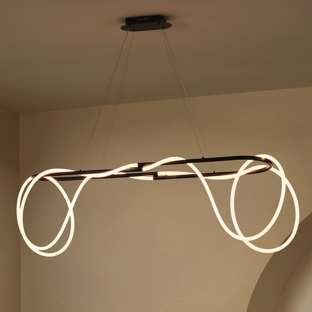 Contemporary Adjustable Silicone Rope Metal Dimmable Integrated LED Chandelier