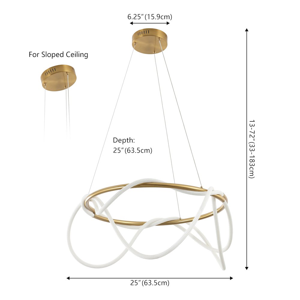 Minimalist 360 Adjustable Silicone Neon Rope Dimmable Integrated LED Chandelier