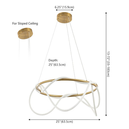 Minimalist 360 Adjustable Silicone Neon Rope Dimmable Integrated LED Chandelier