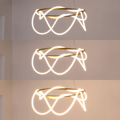 Minimalist 360 Adjustable Silicone Neon Rope Dimmable Integrated LED Chandelier