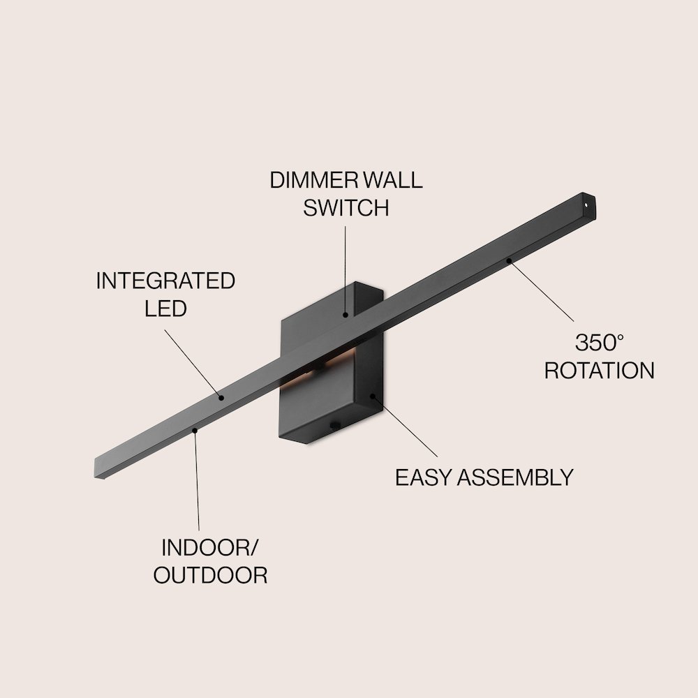 Indoor/Outdoor Metal 350-Degree Rotatable Dimmable Integrated LED Wall Sconce