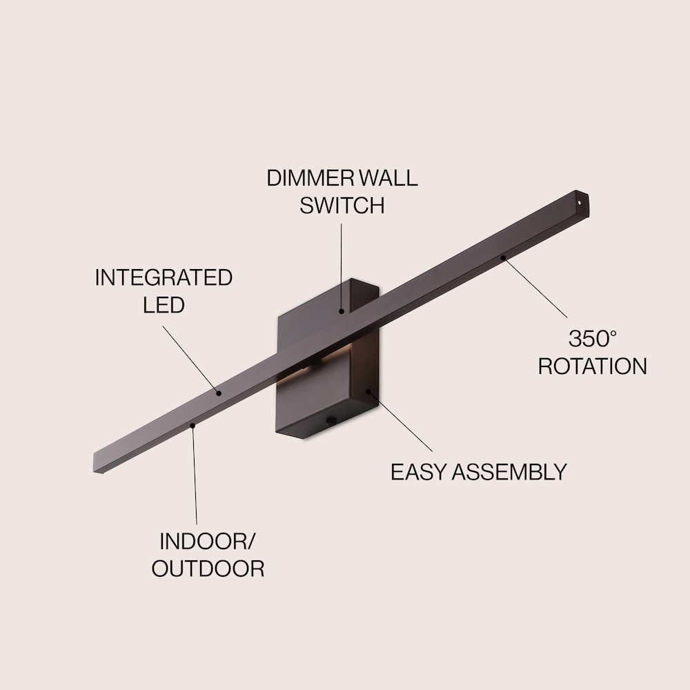 Indoor/Outdoor Metal 350-Degree Rotatable Dimmable Integrated LED Wall Sconce