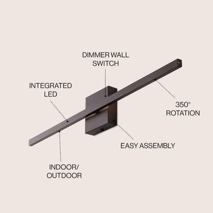 Indoor/Outdoor Metal 350-Degree Rotatable Dimmable Integrated LED Wall Sconce
