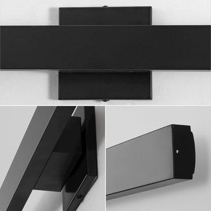 Metal 350-Degree Rotate Dimmable Integrated Linear LED Wall Sconce, Black