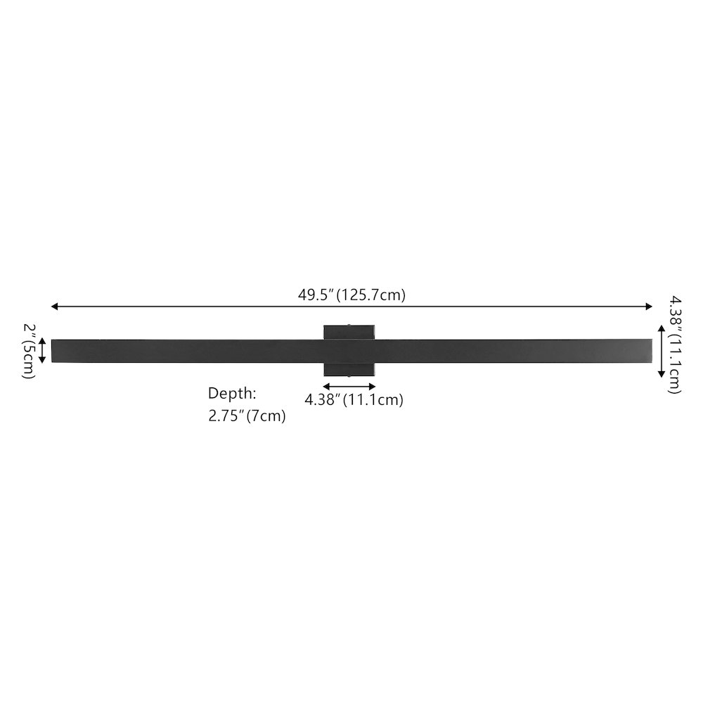 Metal 350-Degree Rotate Dimmable Integrated Linear LED Wall Sconce, Black