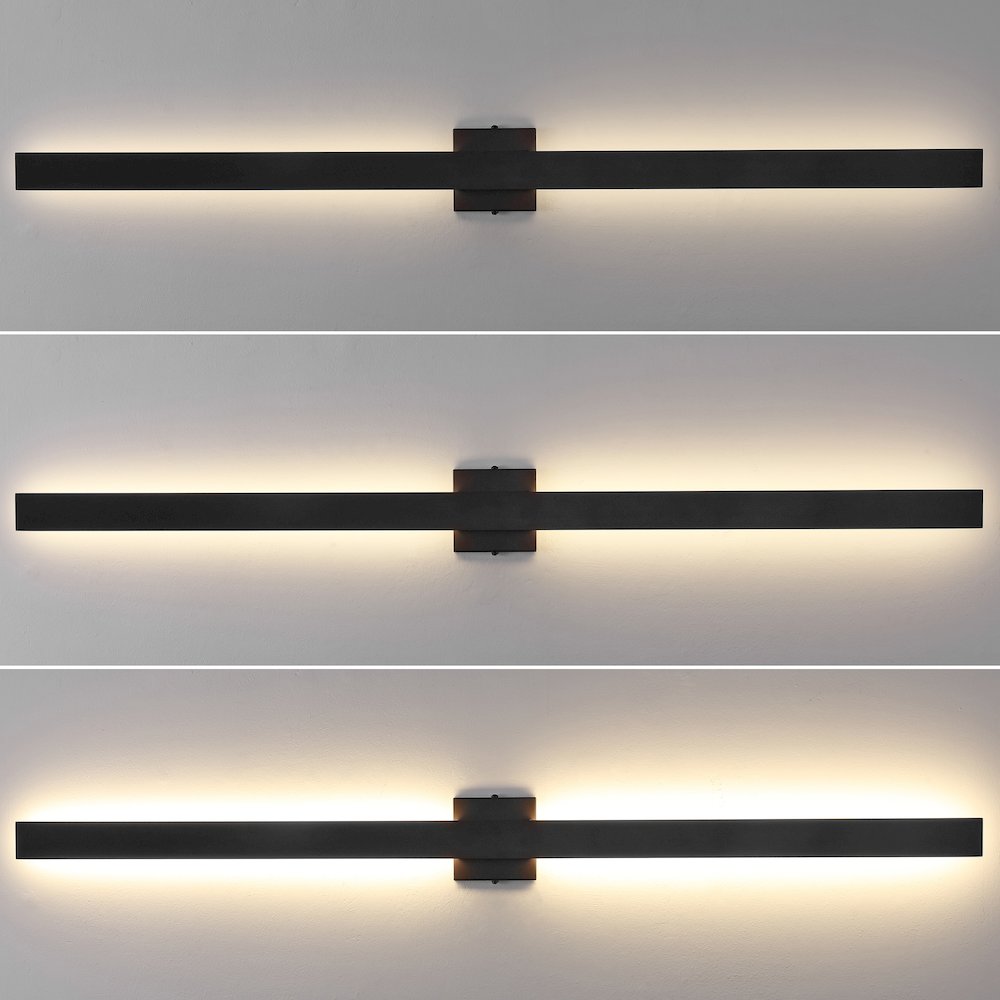 Metal 350-Degree Rotate Dimmable Integrated Linear LED Wall Sconce, Black