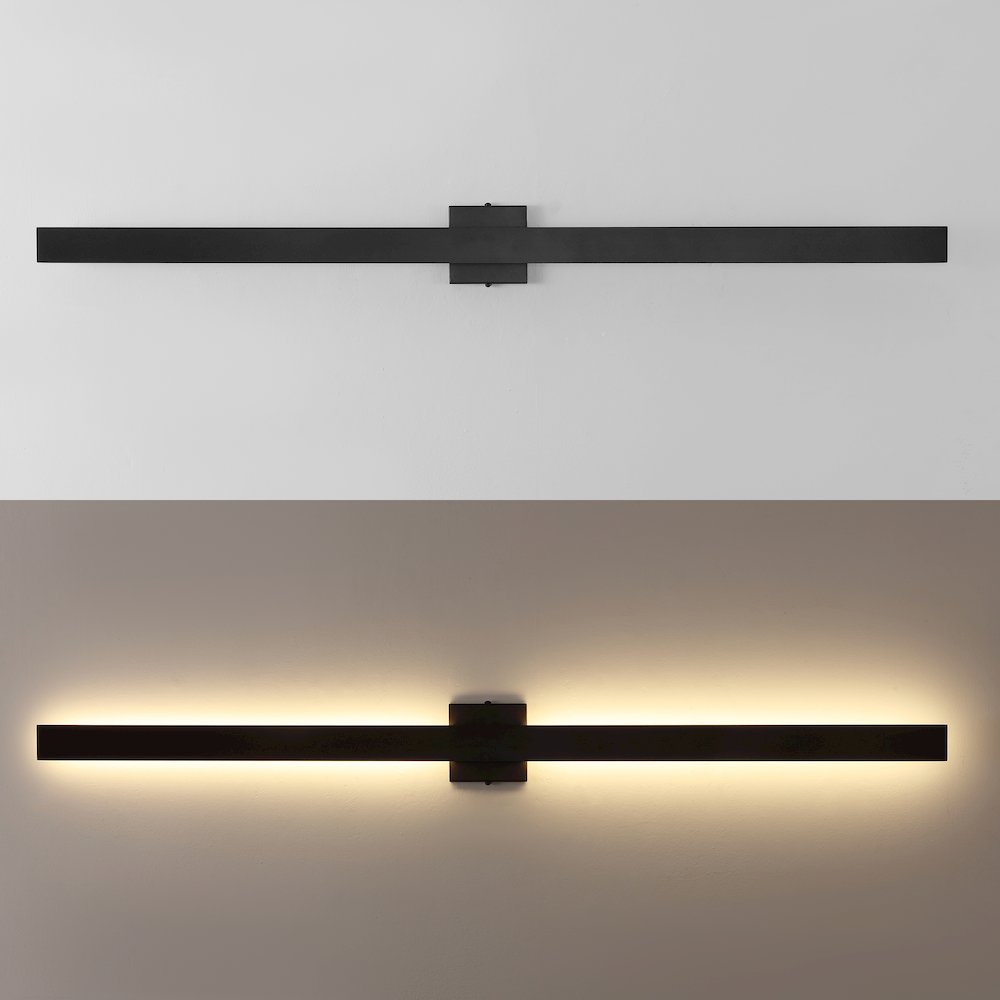 Metal 350-Degree Rotate Dimmable Integrated Linear LED Wall Sconce, Black