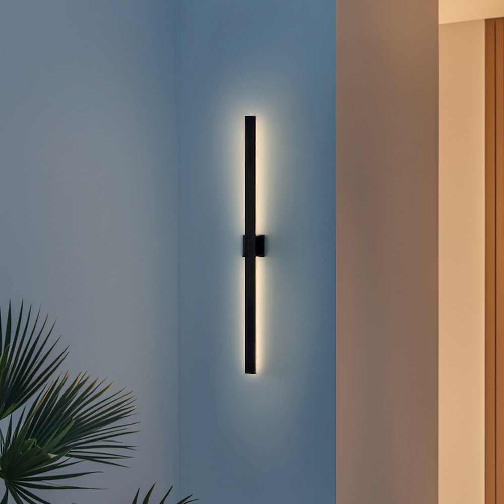 Metal 350-Degree Rotate Dimmable Integrated Linear LED Wall Sconce, Black