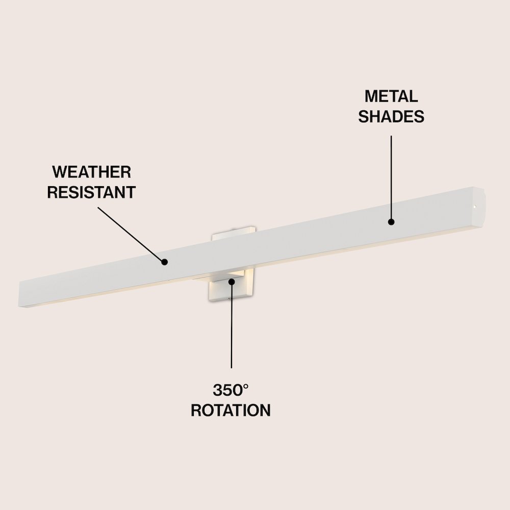Metal 350-Degree Rotate Dimmable Integrated Linear LED Wall Sconce, White