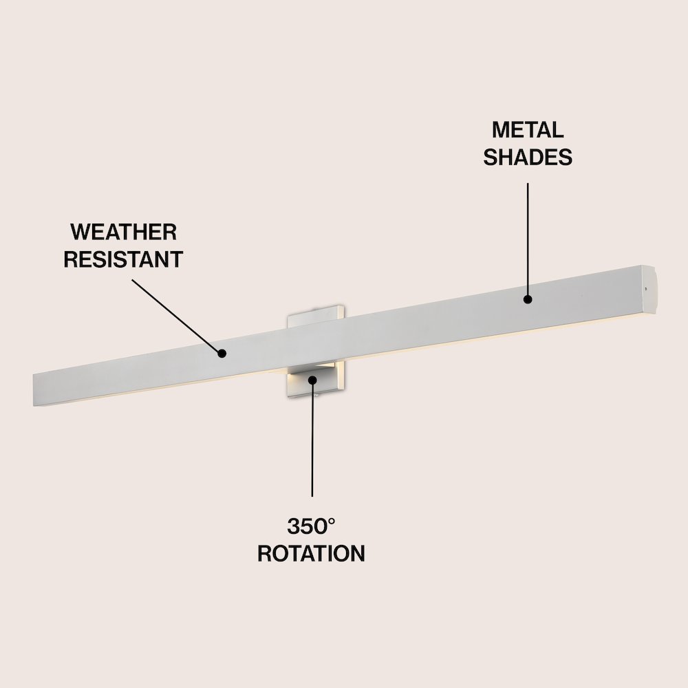Metal 350-Degree Rotate Dimmable Integrated Linear LED Wall Sconce, Silver