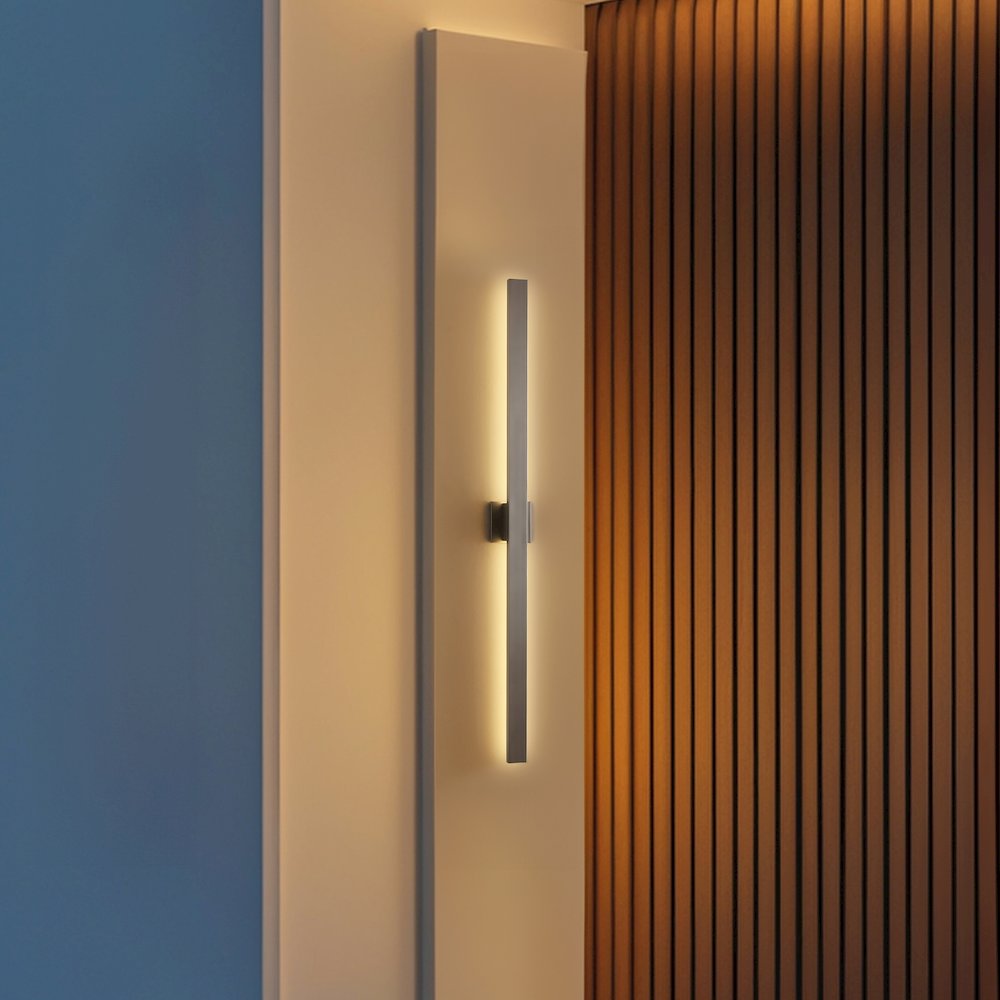 Metal 350-Degree Rotate Dimmable Integrated Linear LED Wall Sconce, Silver