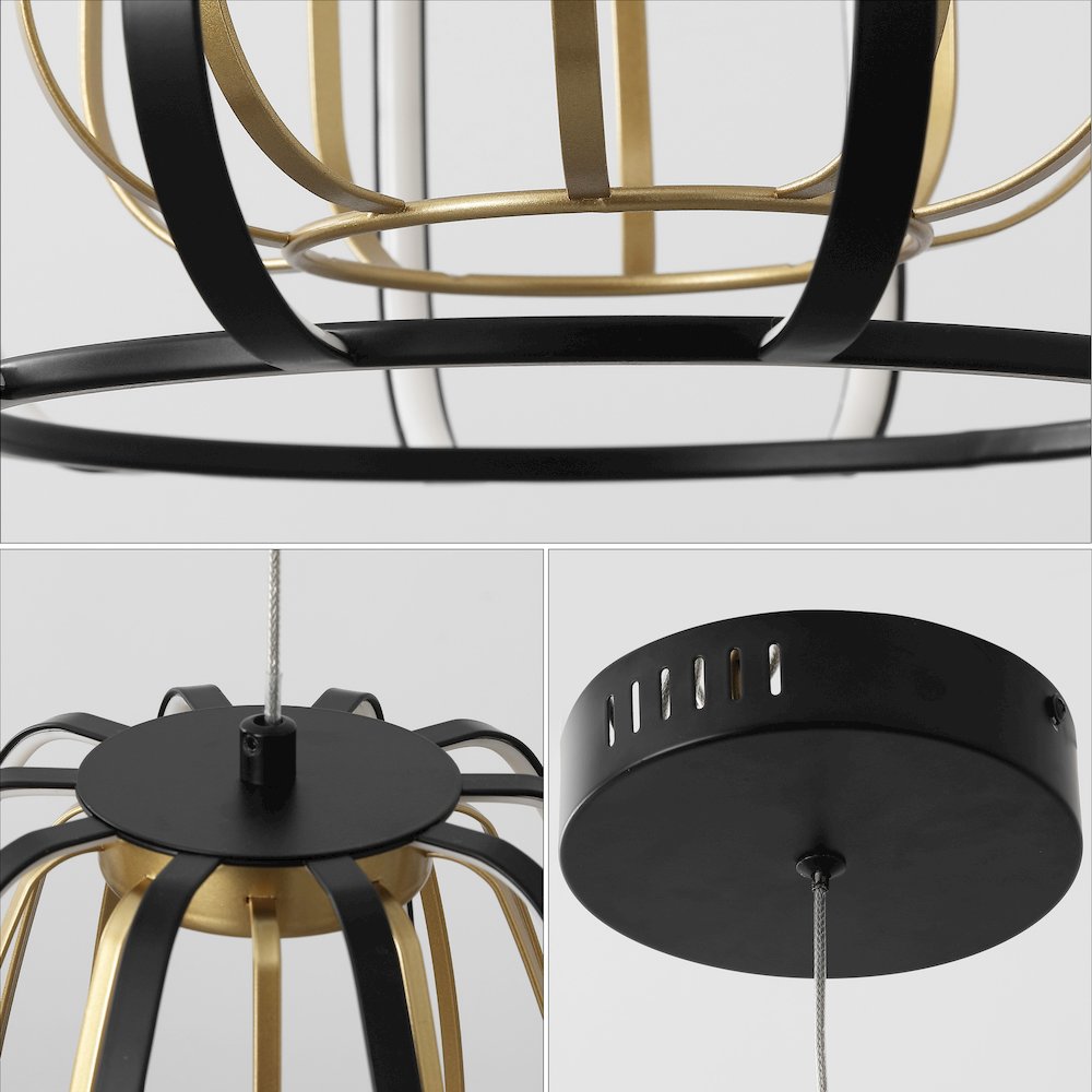 Gigi Modern Glam Metal Adjustable Dimmable Stripe Cage Integrated LED Pendant