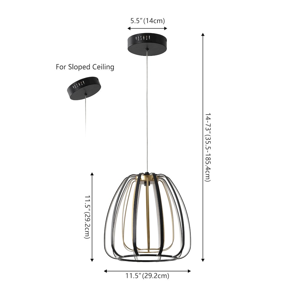 Gigi Modern Glam Metal Adjustable Dimmable Stripe Cage Integrated LED Pendant