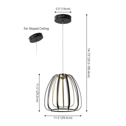 Gigi Modern Glam Metal Adjustable Dimmable Stripe Cage Integrated LED Pendant