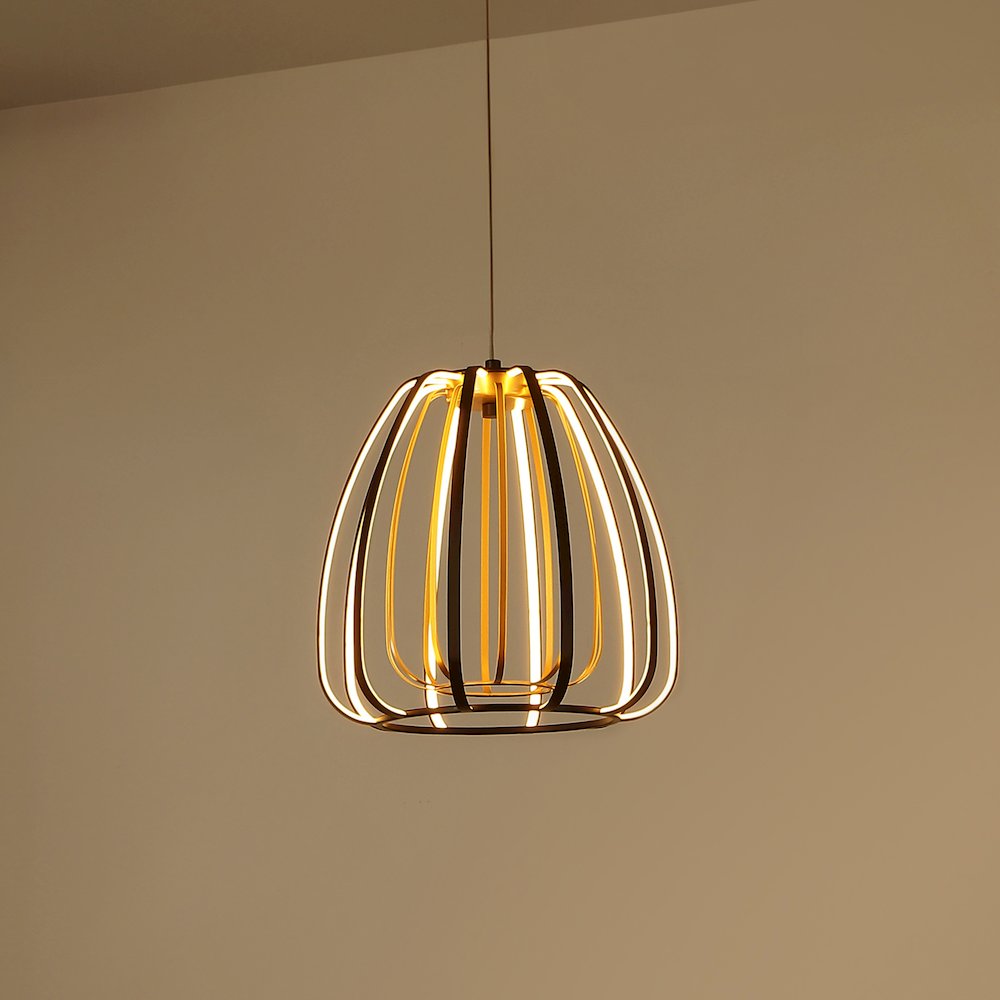 Gigi Modern Glam Metal Adjustable Dimmable Stripe Cage Integrated LED Pendant