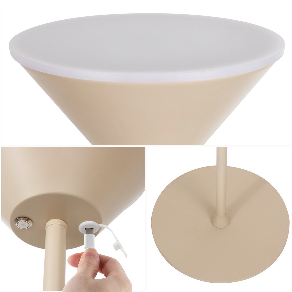 Elias Torchiere Metal Adjustable Rechargeable Touch Dimmable LED Floor Lamp