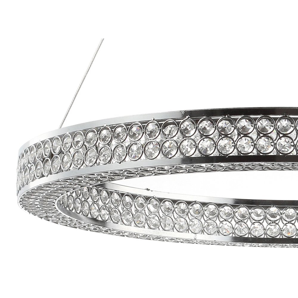 Benton Round Integrated Led Crystal/Metal Pendant
