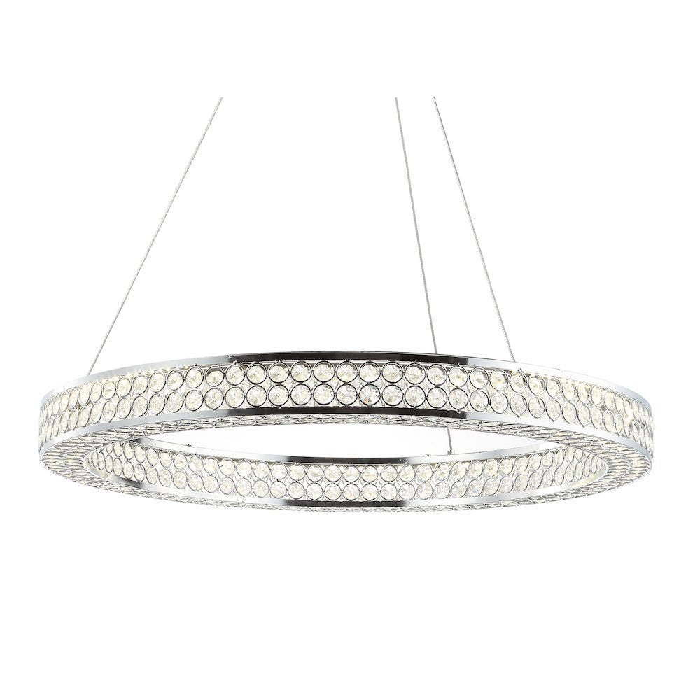Benton Round Integrated Led Crystal/Metal Pendant