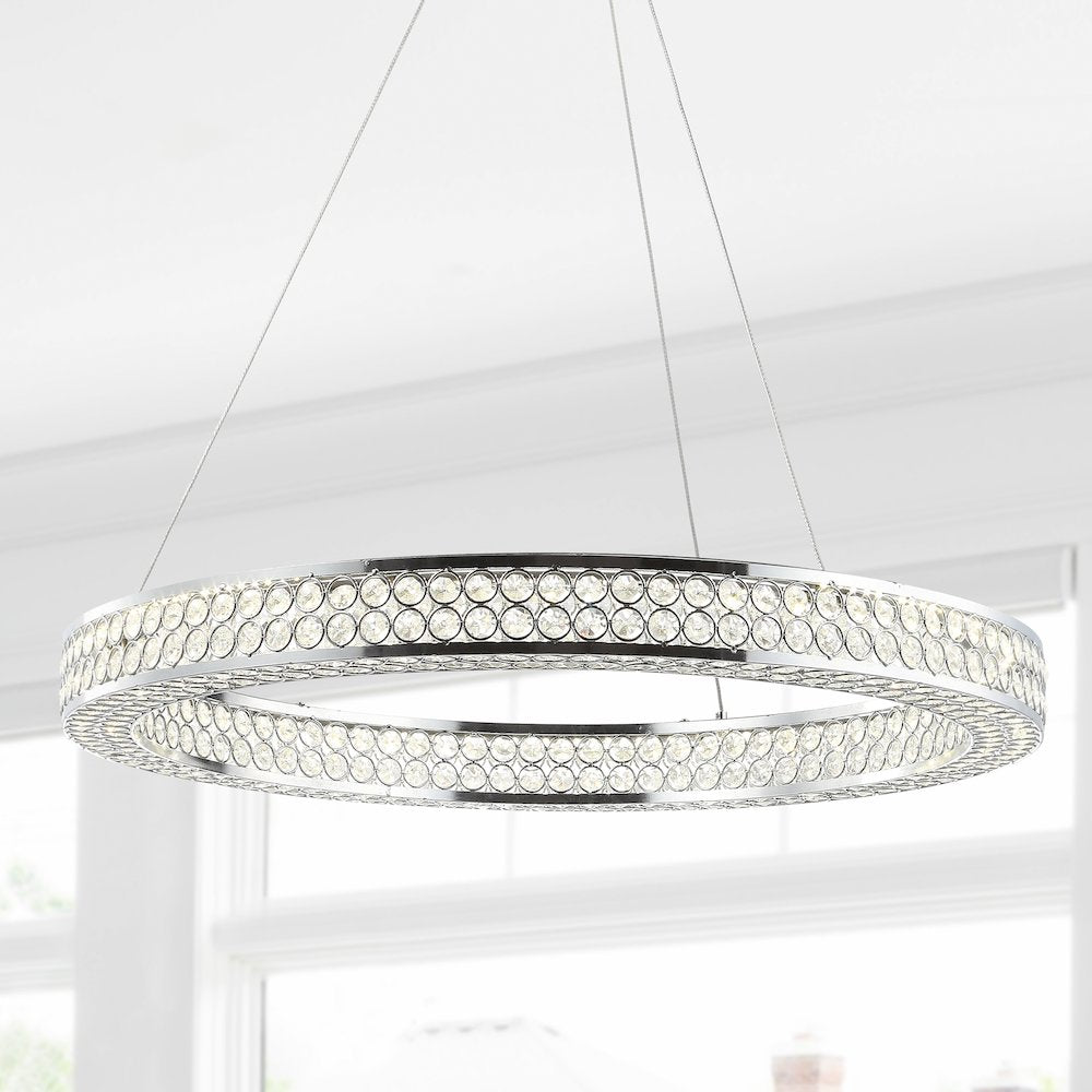 Benton Round Integrated Led Crystal/Metal Pendant