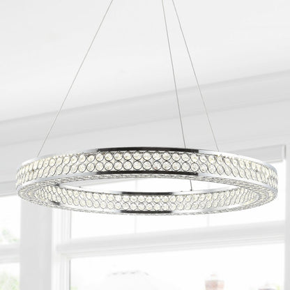 Benton Round Integrated Led Crystal/Metal Pendant