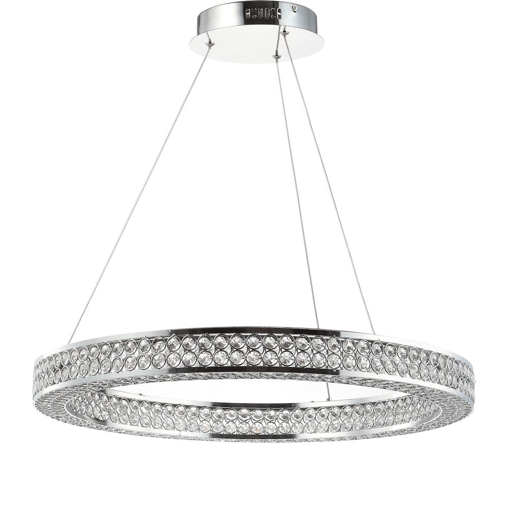 Benton Round Integrated Led Crystal/Metal Pendant