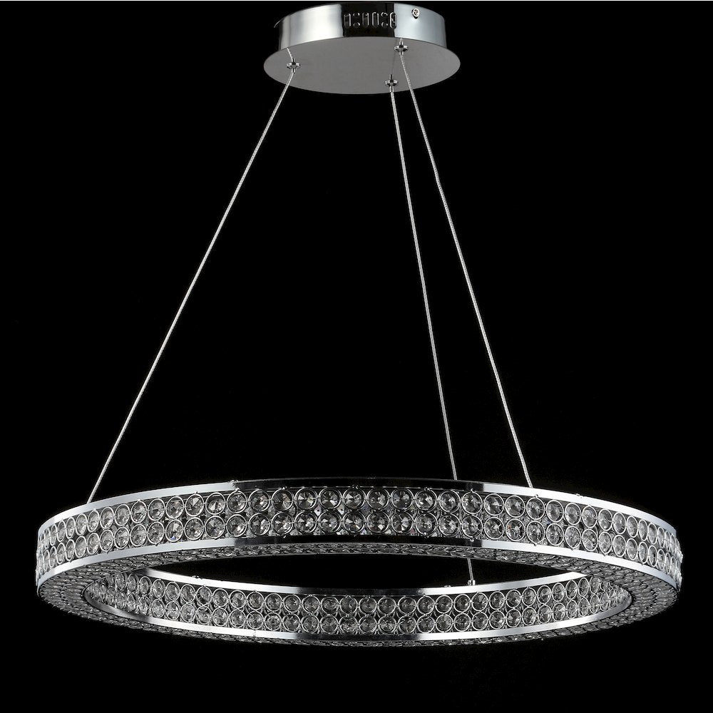 Benton Round Integrated Led Crystal/Metal Pendant