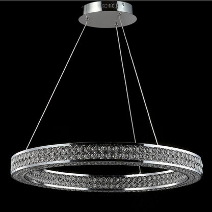 Benton Round Integrated Led Crystal/Metal Pendant
