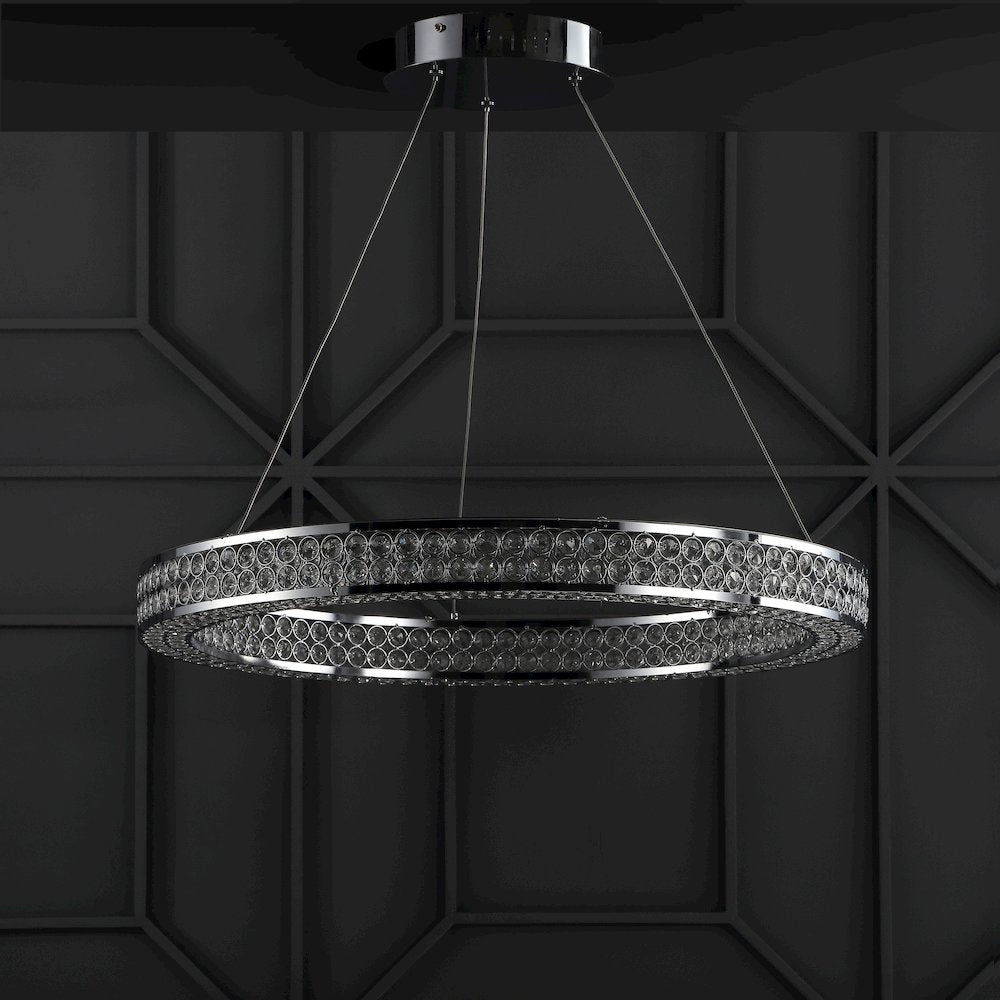 Benton Round Integrated Led Crystal/Metal Pendant