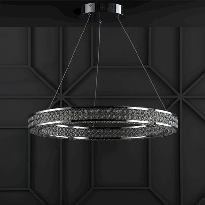 Benton Round Integrated Led Crystal/Metal Pendant