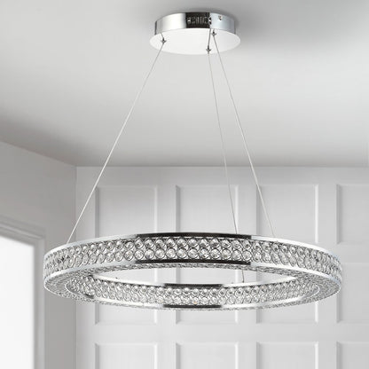 Benton Round Integrated Led Crystal/Metal Pendant