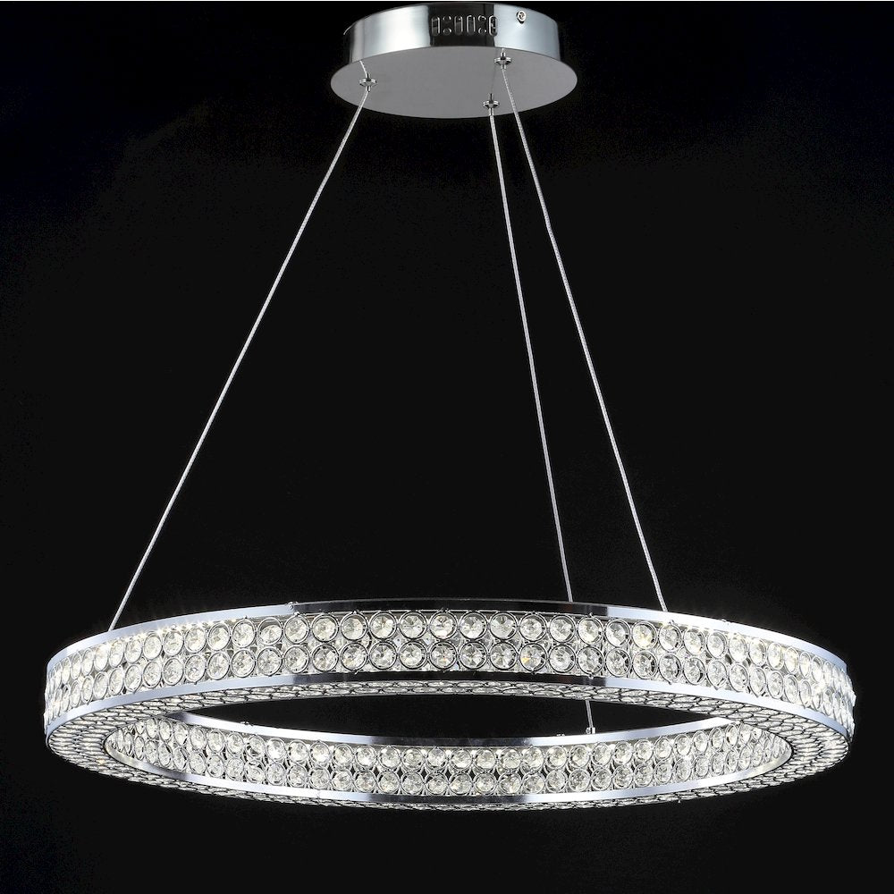 Benton Round Integrated Led Crystal/Metal Pendant