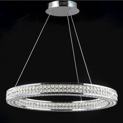 Benton Round Integrated Led Crystal/Metal Pendant