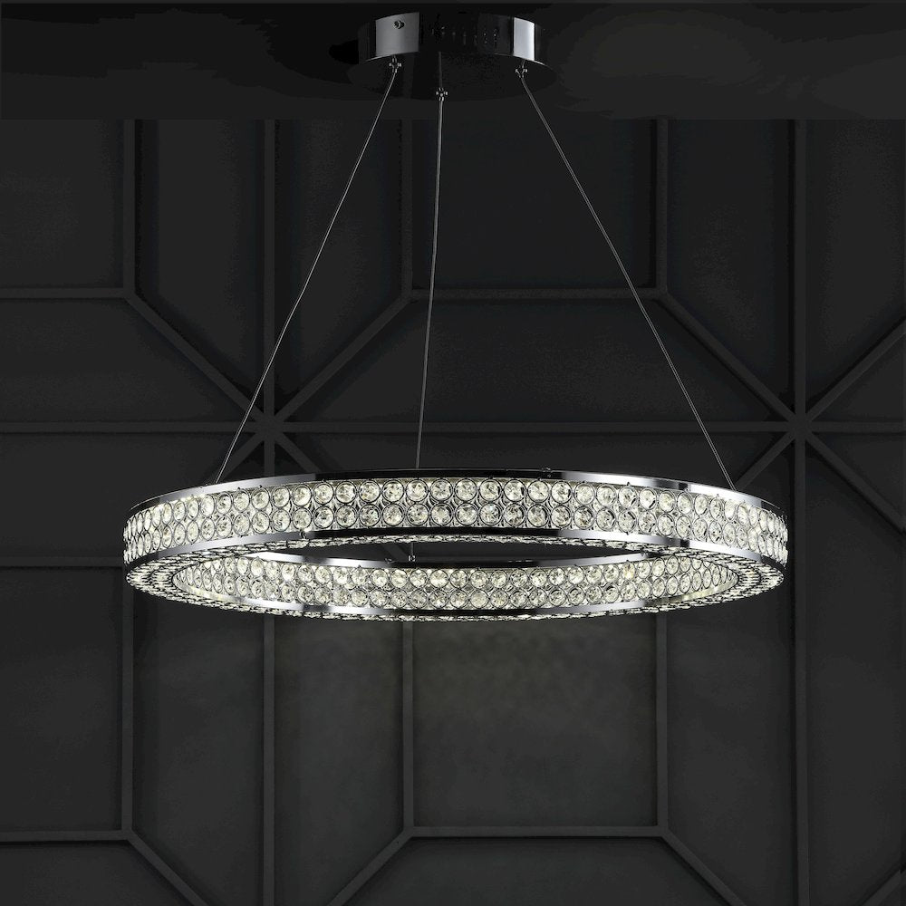 Benton Round Integrated Led Crystal/Metal Pendant