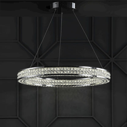 Benton Round Integrated Led Crystal/Metal Pendant
