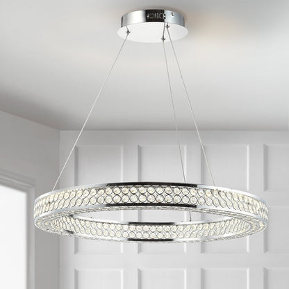 Benton Round Integrated Led Crystal/Metal Pendant