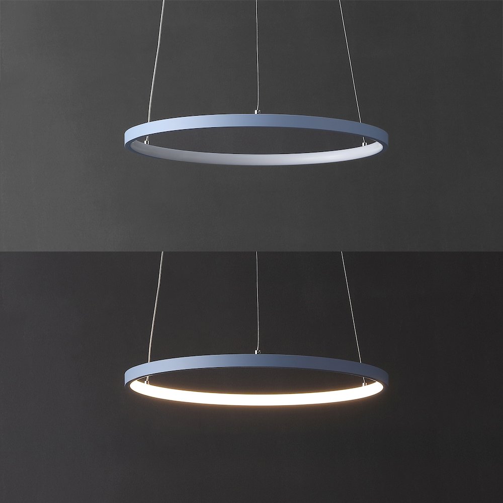 Brice 15.75" Modern Metal Round Dimmable Integrated LED Pendant, Blue