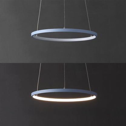 Brice 15.75" Modern Metal Round Dimmable Integrated LED Pendant, Blue