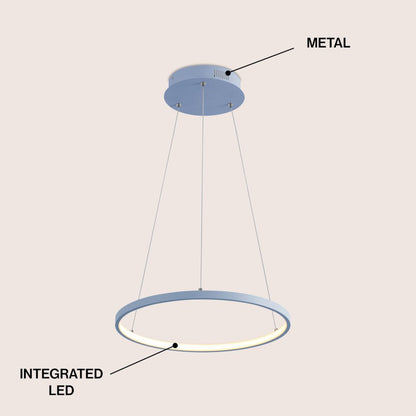 Brice 15.75" Modern Metal Round Dimmable Integrated LED Pendant, Blue