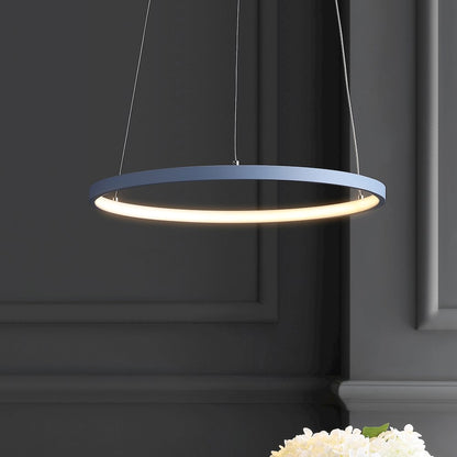 Brice 15.75" Modern Metal Round Dimmable Integrated LED Pendant, Blue