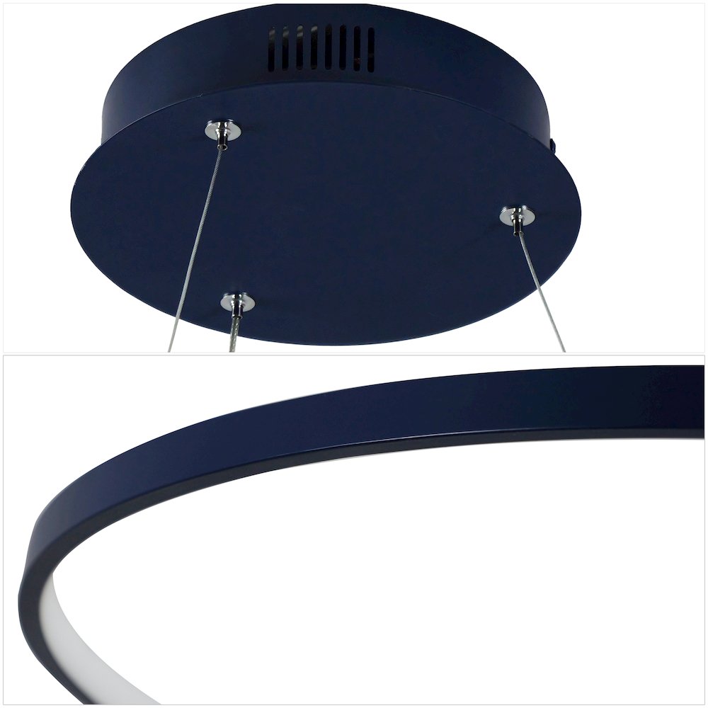 Brice 15.75" Modern Metal Round Dimmable Integrated LED Pendant, Navy