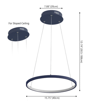 Brice 15.75" Modern Metal Round Dimmable Integrated LED Pendant, Navy