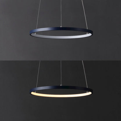 Brice 15.75" Modern Metal Round Dimmable Integrated LED Pendant, Navy