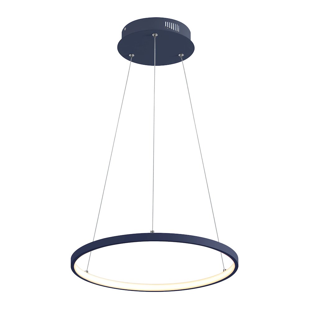 Brice 15.75" Modern Metal Round Dimmable Integrated LED Pendant, Navy