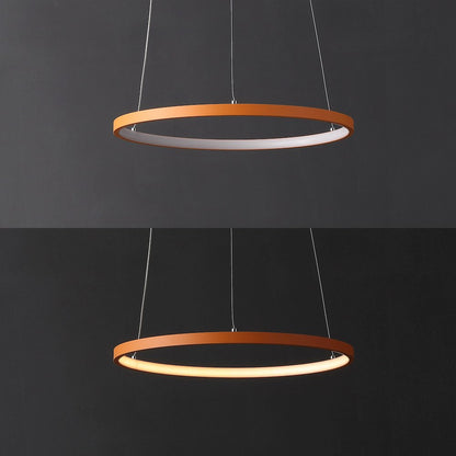 Brice 15.75" Modern Metal Round Dimmable Integrated LED Pendant, Orange
