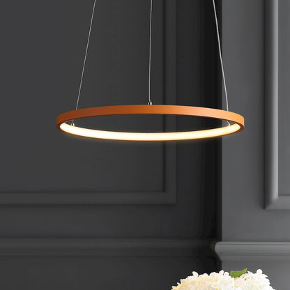 Brice 15.75" Modern Metal Round Dimmable Integrated LED Pendant, Orange