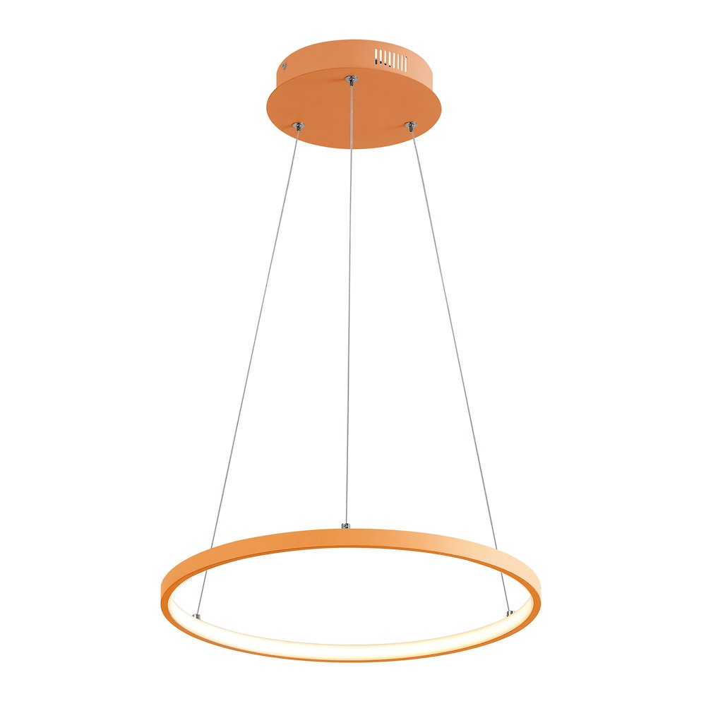 Brice 15.75" Modern Metal Round Dimmable Integrated LED Pendant, Orange