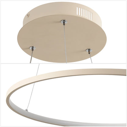 Brice 15.75" Modern Metal Round Dimmable Integrated LED Pendant, Beige
