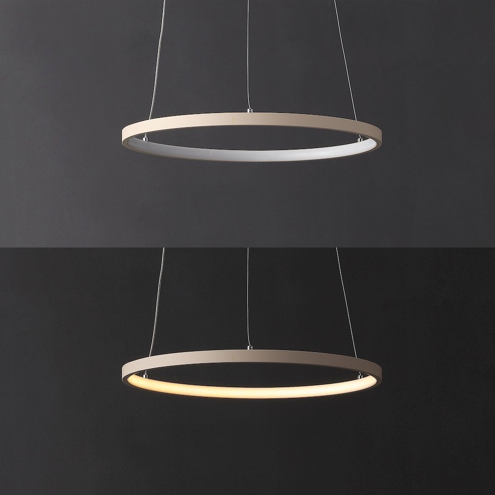 Brice 15.75" Modern Metal Round Dimmable Integrated LED Pendant, Beige