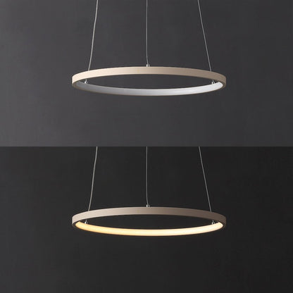 Brice 15.75" Modern Metal Round Dimmable Integrated LED Pendant, Beige